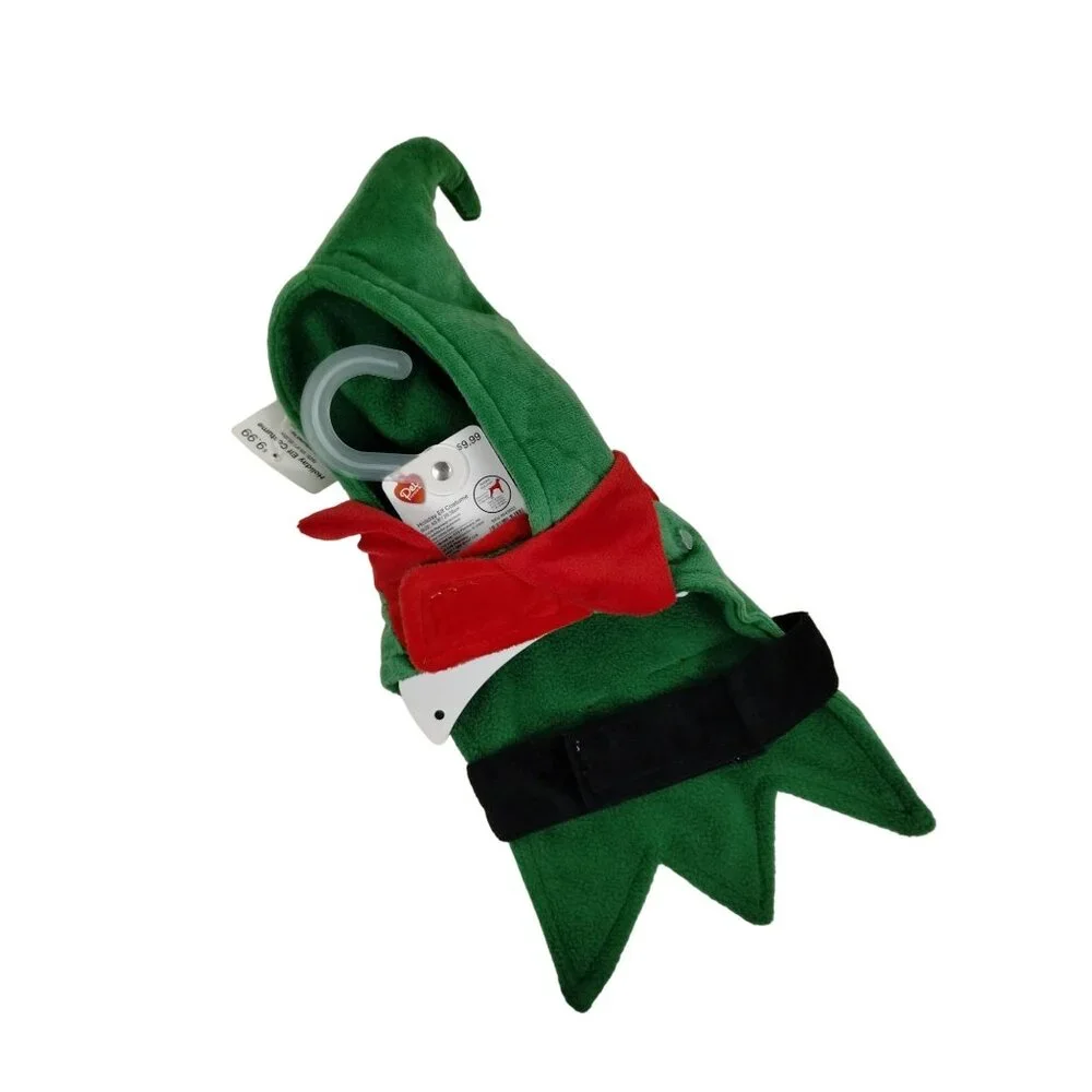 Pet Central Dog XS 8 inch Holiday Elf Costume Christmas North Pole Outfit